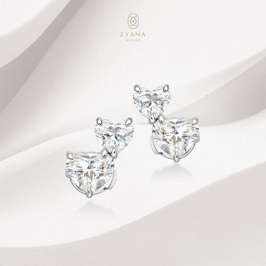 Lab Grown Heart-shaped Duo Diamond Earrings