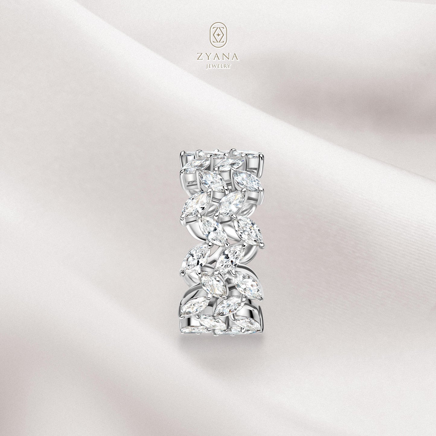 Lab Grown Marquise Crossing Diamond full Ring