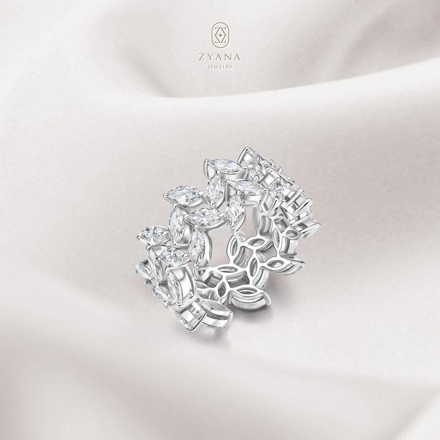 Lab Grown Marquise Crossing Diamond full Ring