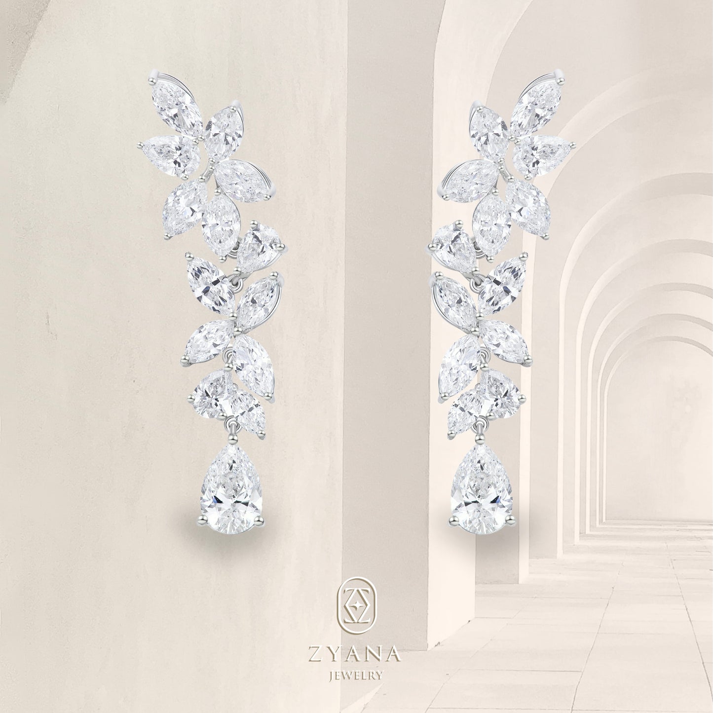 Lab Grown Marquise and Pear Shaped designer Diamond Earrings