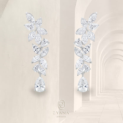 Lab Grown Marquise and Pear Shaped designer Diamond Earrings