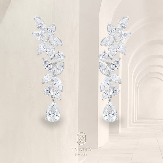 Lab Grown Marquise and Pear Shaped designer Diamond Earrings