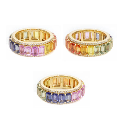 Reverie Natural Rainbow Sapphire & Diamond Turning Ring