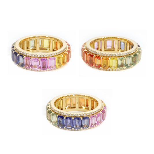 Reverie Natural Rainbow Sapphire & Diamond Turning Ring