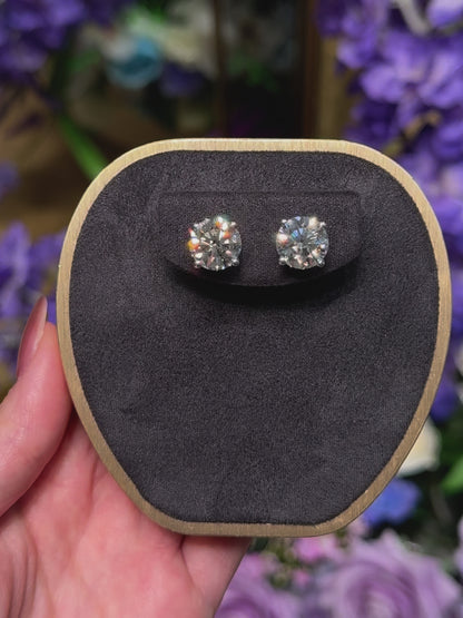 Lab Grown 4/6-Prong Classic Round Stud Diamond Earrings | 6.00 ctw (3.00ct each side)