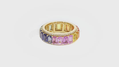 Reverie Natural Rainbow Sapphire & Diamond Turning Ring