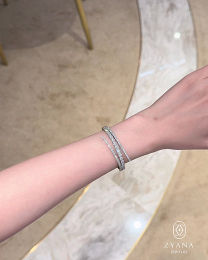 18k Gold Lab Grown Diamond The Helix 3 Layers Bridal Bangle