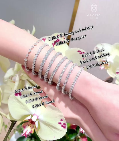 Lab Grown Round Brilliant Diamond Tennis Bracelet | 0.50ct each