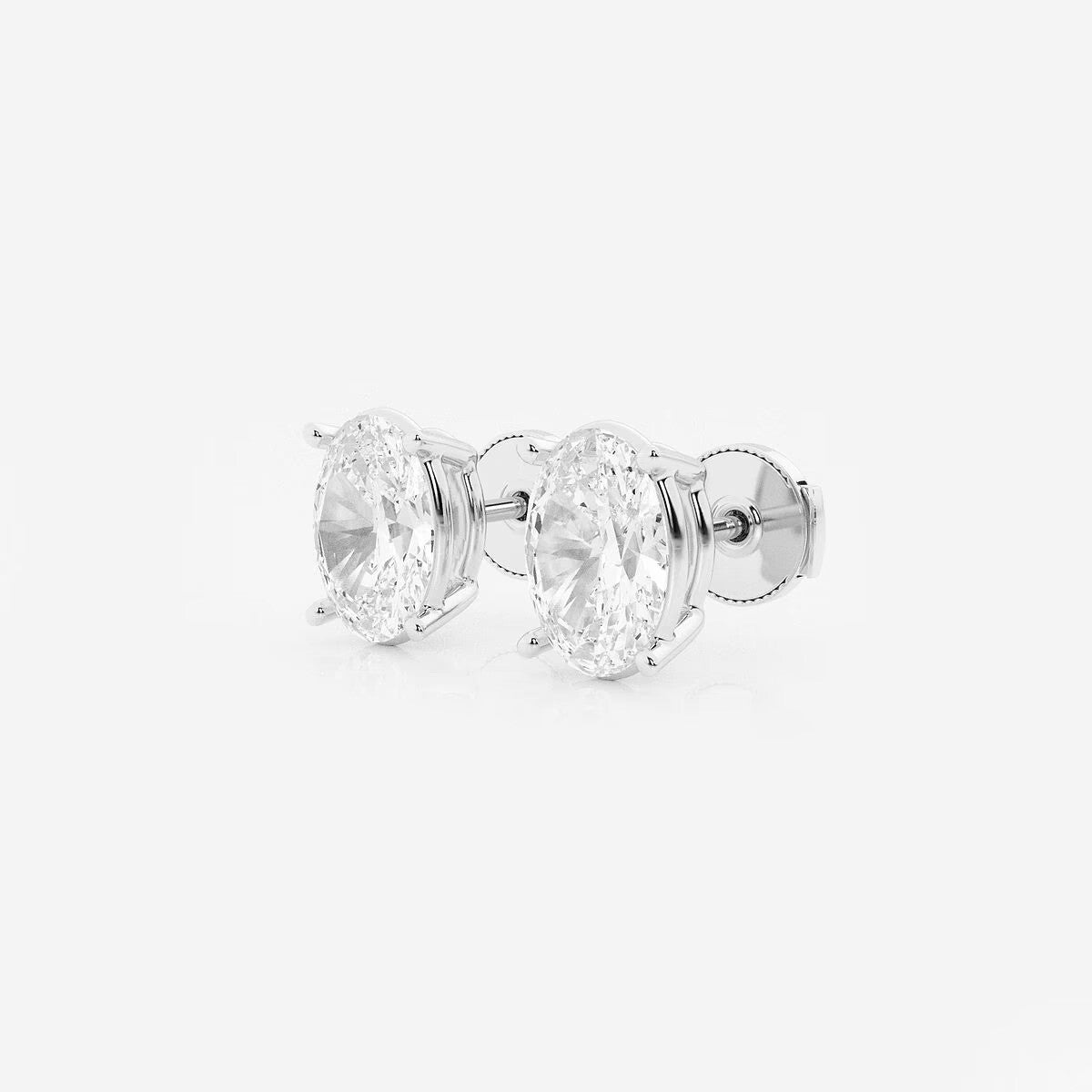 Lab Grown 4-Prong Classic Oval cut Stud Diamond Earrings | 6.00 ctw (3.00ct each side)