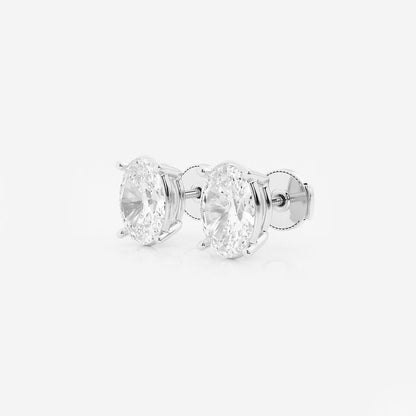 Lab Grown 4-Prong Classic Oval cut Stud Diamond Earrings | 6.00 ctw (3.00ct each side)
